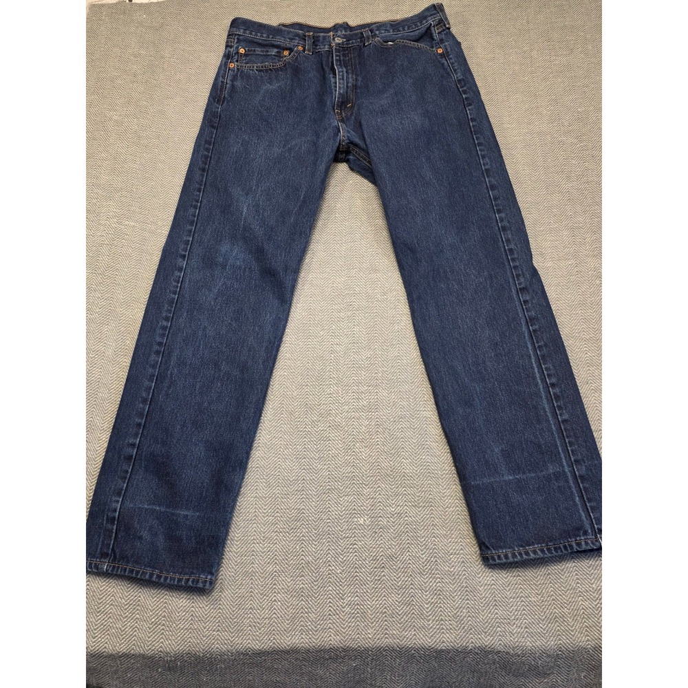 Levis 505 Regular Fit Straight Leg Jeans Mens‎ 36x32 Dark Indigo Blue Denim
